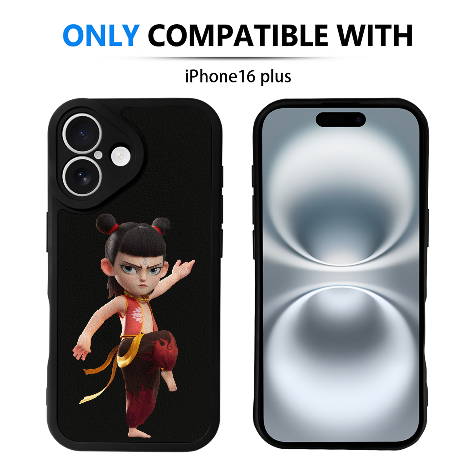 （画像用） Ne Zha 2 ナタ 魔童の大暴れ 【iPhone 16シリーズ対応】シリコンスマホケース（レザー調） 材質：シリコン